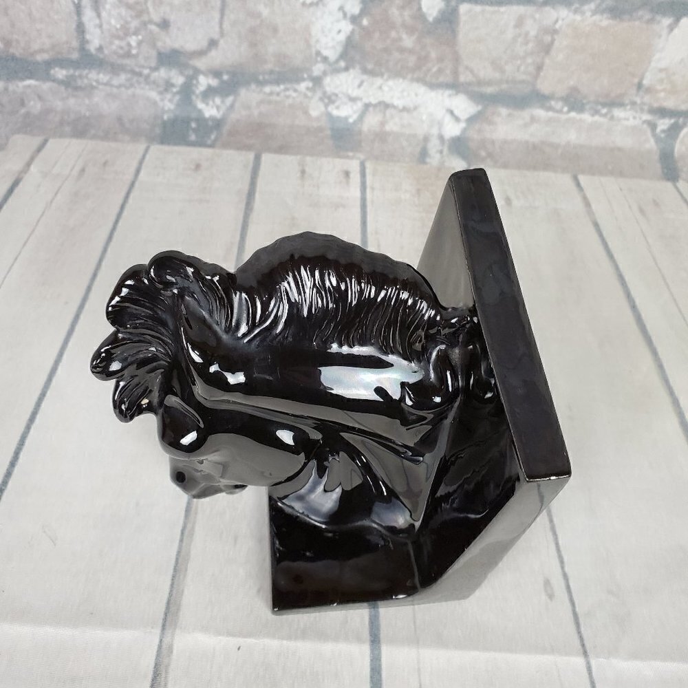Black Stallion Bookend Decor Chess Knight Ceramic - Picture 2 of 11